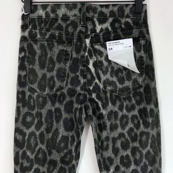 New Joe's Jeans Leopard Print High Rise Raw Hem Skinny Ankle Jeans Grey Size 24 - Picture 11 of 16